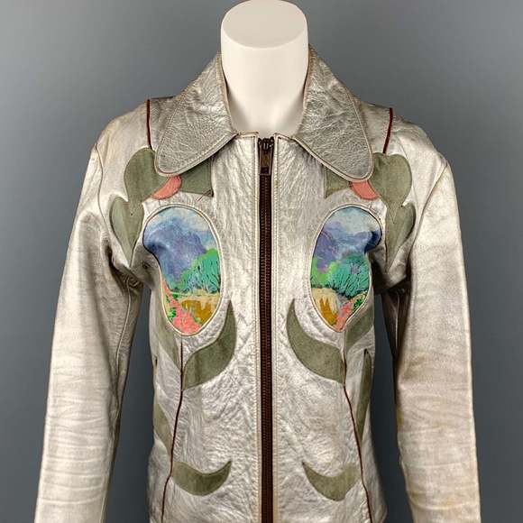 Vintage EAST WEST MUSICAL INSTRUMENTS Janti Silver Hand Painted Applique Jacket - Picture 6 of 14